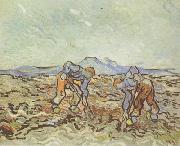 Vincent Van Gogh Peasants Lifting Potatoes (nn04) oil painting reproduction